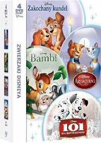 Zwierzaki Disneya, Pakiet 4 filmów (4 DVD) (101 dalmatyńczyków, Bambi, Aryskotraci, Zakochany kundel)